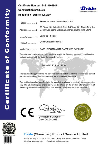 China SHENZHEN LIANXUN INDUSTRIES CO., LTD. certificaten